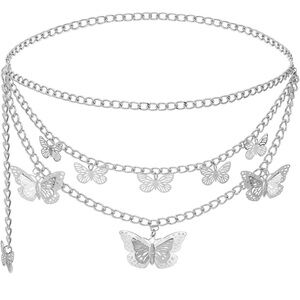 Silver Butterfly Chain Belt